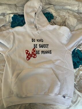 Russell Athletic White Hoodie with Blue and Red Logo